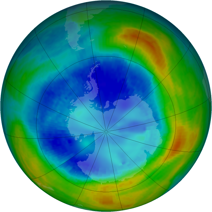 Antarctic ozone map for 27 August 2004